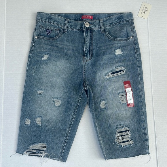 New GUESS Boys Destroyed Denim Short SZ 18 - Picture 1 of 5